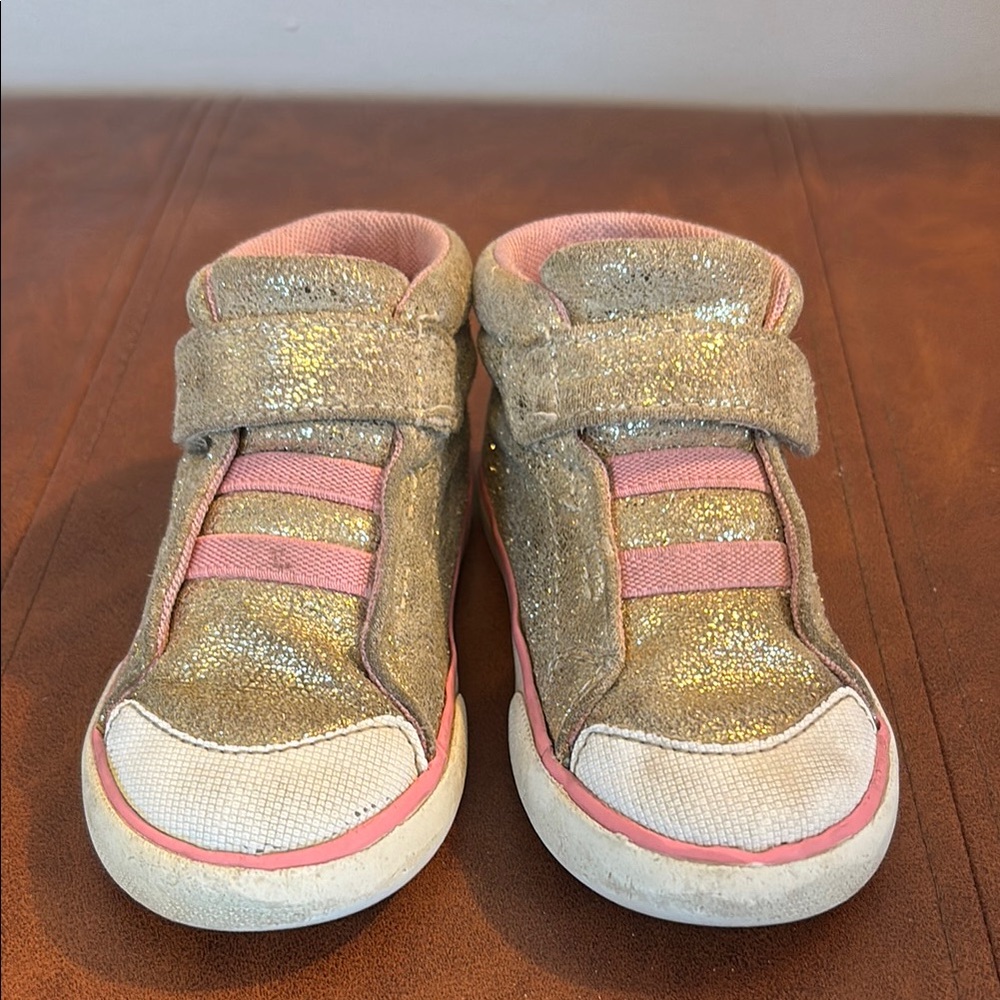 Sparkly Gold and Pink Kids Shoes